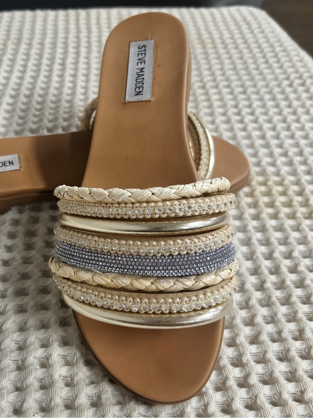 Steve Madden Kassi Slide Sandals in Natural. Size 7.5 Originally Sold at Revolve